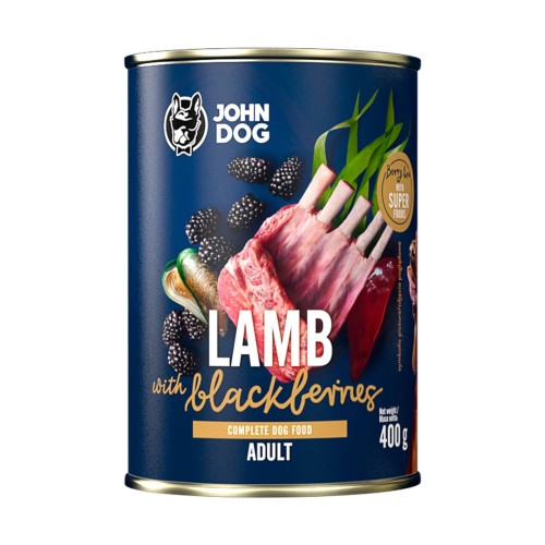 JOHN DOG Berry Line Lamb with blackberries - wet dog food - 800g