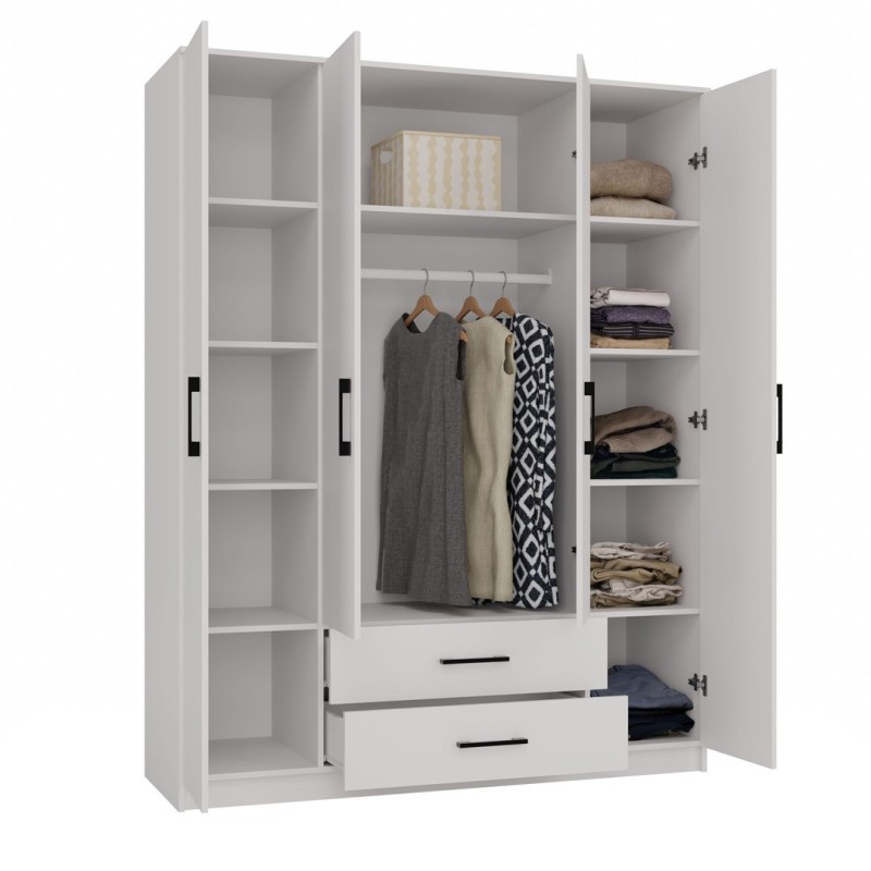 Topeshop ROMANA 160 BIEL KPLB bedroom wardrobe/closet 11 shelves 4 door(s) White Topeshop ROMANA 160 BIEL KPLB bedroom wardrobe/closet 11 shelves 4 door(s) White