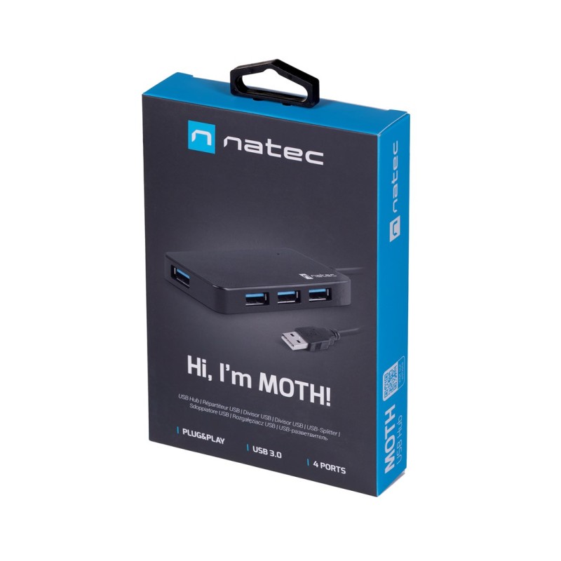 NATEC Hub USB 3.0 Moth (4 ports, black) NATEC Hub USB 3.0 Moth (4 ports, black)