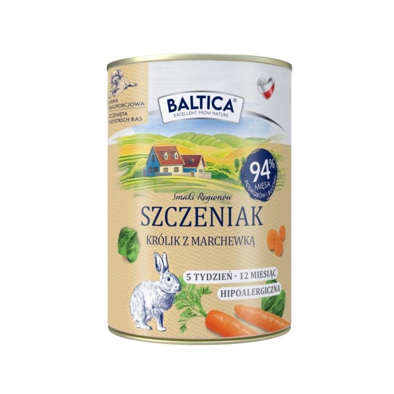 BALTICA Smaki regionów Puppy Rabbit with carrot - wet dog food - 400g