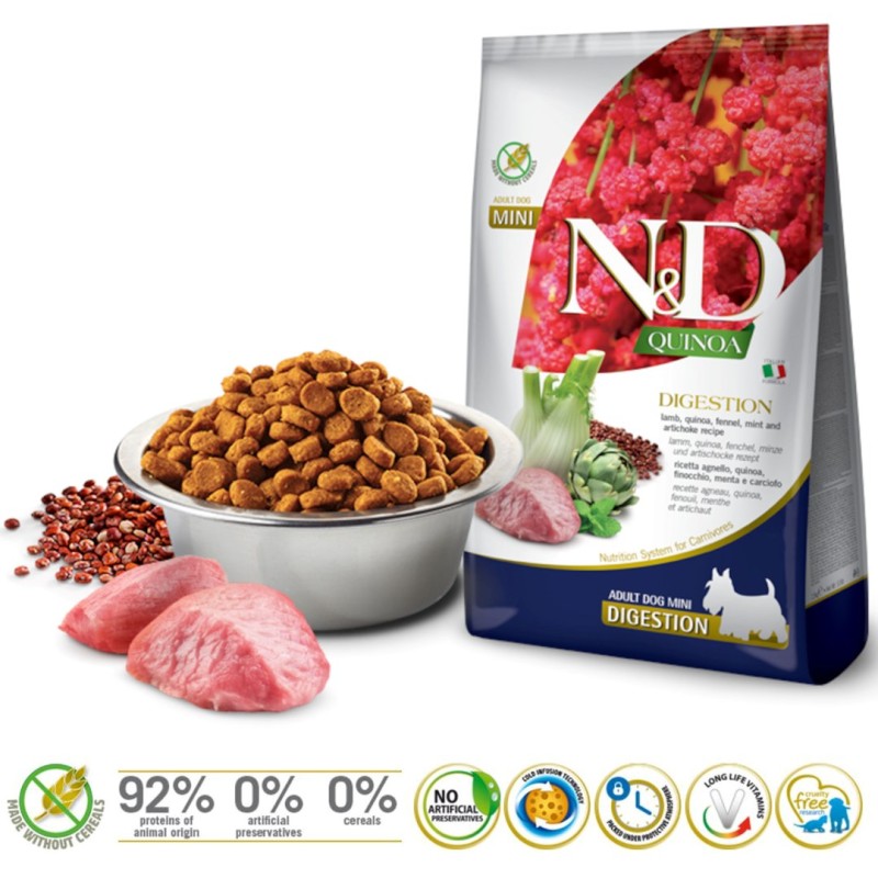 FARMINA N&D N&D Quinoa Digestion Lamb Mini Adult - dry dog food - 800g FARMINA N&D N&D Quinoa Digestion Lamb Mini Adult - dry dog food - 800g