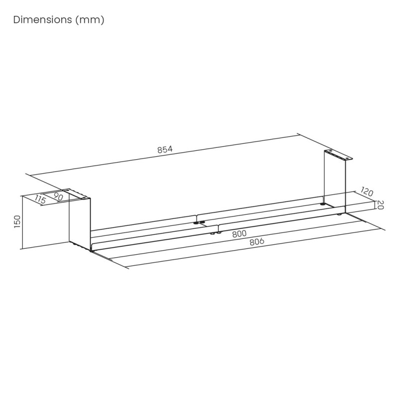 Maclean compact under-desk cable organizer, max load 5kg, black, MC-107 B Maclean compact under-desk cable organizer, max load 5kg, black, MC-107 B