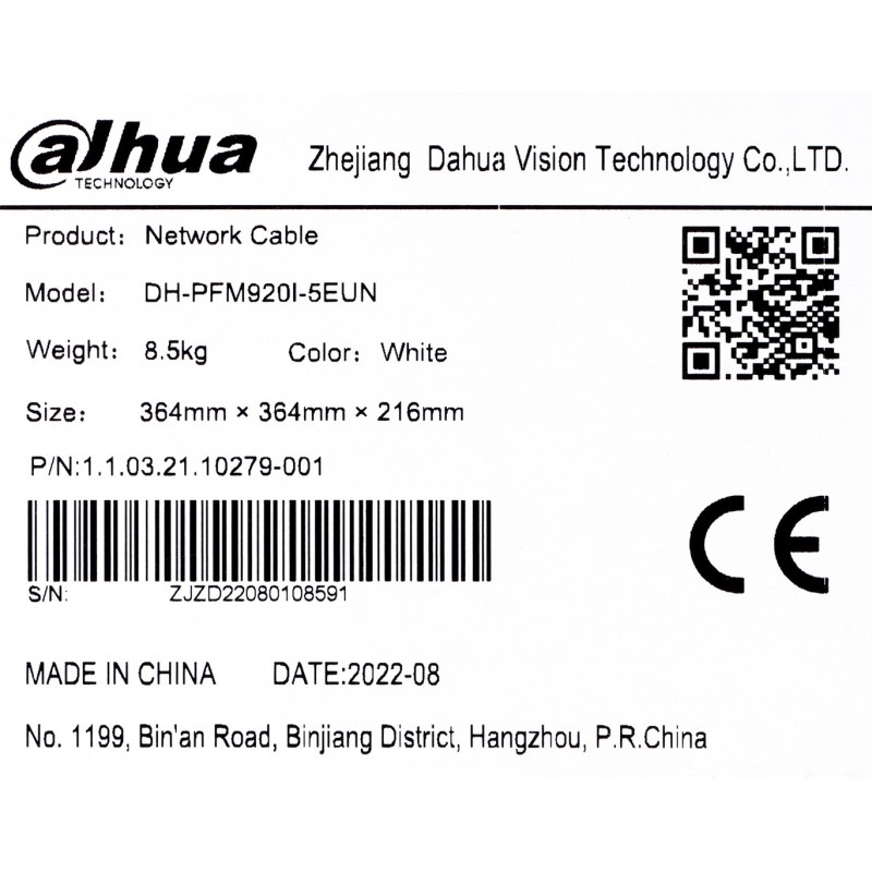 Dahua Technology PFM920I-5EUN networking cable 305 m Cat5e U/UTP (UTP) Dahua Technology PFM920I-5EUN networking cable 305 m Cat5e U/UTP (UTP)