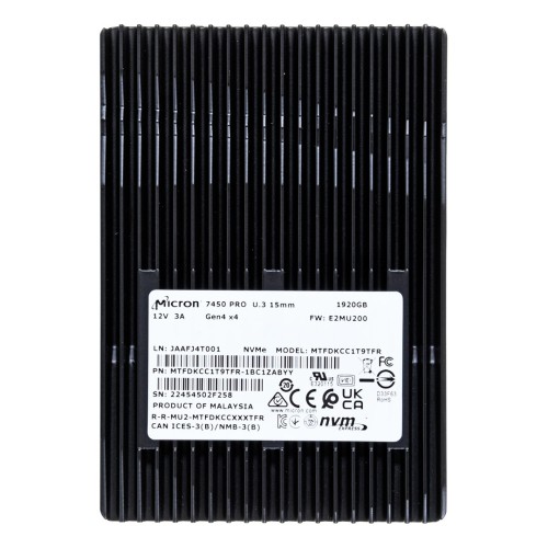 SSD Micron 7450 PRO 1.92TB U.3 (15mm) NVMe PCI 4.0 MTFDKCC1T9TFR-1BC1ZABYYR (DWPD 1) SSD Micron 7450 PRO 1.92TB U.3 (15mm) NVMe PCI 4.0 MTFDKCC1T9TFR-1BC1ZABYYR (DWPD 1)