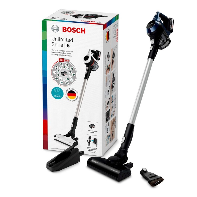 Bosch Serie 6 BBS611PCK stick vacuum/electric broom 2-in-1 stick vacuum Battery Dry Hygiene Filter Bagless Blue 2.5 Ah Bosch Serie 6 BBS611PCK stick vacuum/electric broom 2-in-1 stick vacuum Battery Dry Hygiene Filter Bagless Blue 2.5 Ah