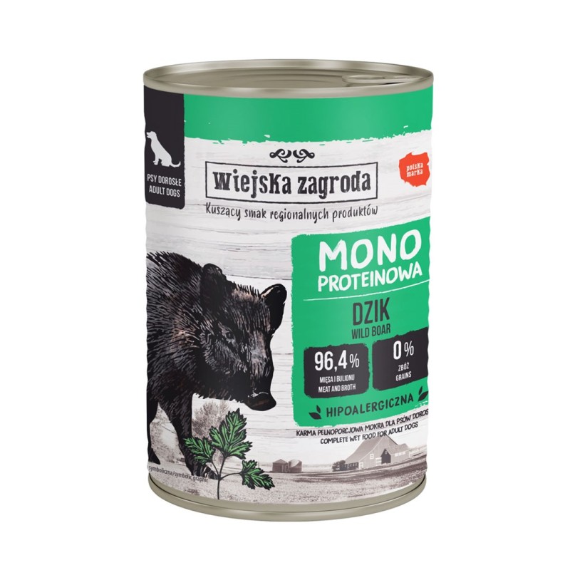 WIEJSKA ZAGRODA Monoprotein Wild boar - wet dog food - 400g