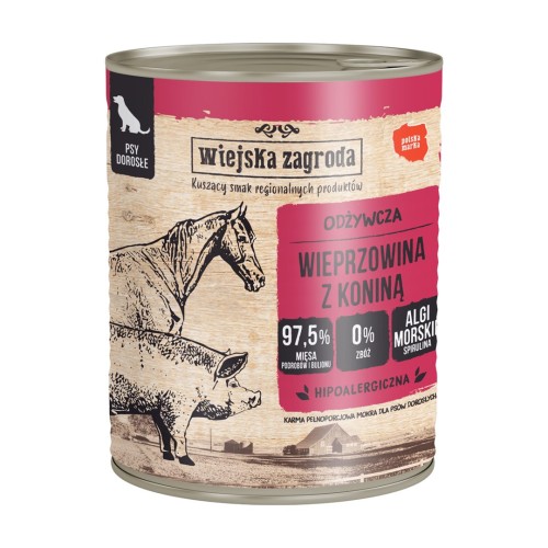 WIEJSKA ZAGRODA Pork with horse - wet dog food - 800g WIEJSKA ZAGRODA Pork with horse - wet dog food - 800g