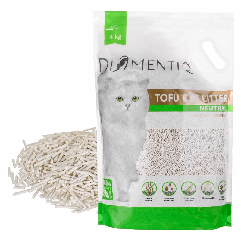 DIAMENTIQ Tofu Neutral Ultra clumping - plant-based litter - 4kg DIAMENTIQ Tofu Neutral Ultra clumping - plant-based litter - 4kg