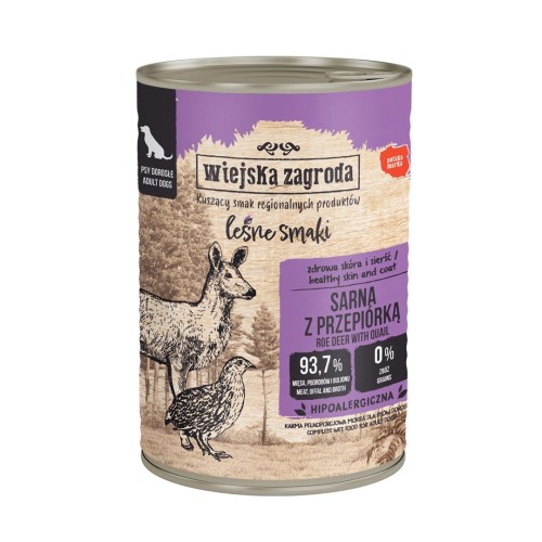 WIEJSKA ZAGRODA Forest Flavours Roe deer with a quail - wet dog food - 400g WIEJSKA ZAGRODA Forest Flavours Roe deer with a quail - wet dog food - 400g