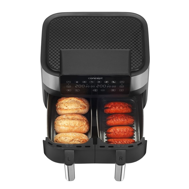 Air Fryer greaseless double fryer 8L FR8000 Black, Silver Air Fryer greaseless double fryer 8L FR8000 Black, Silver