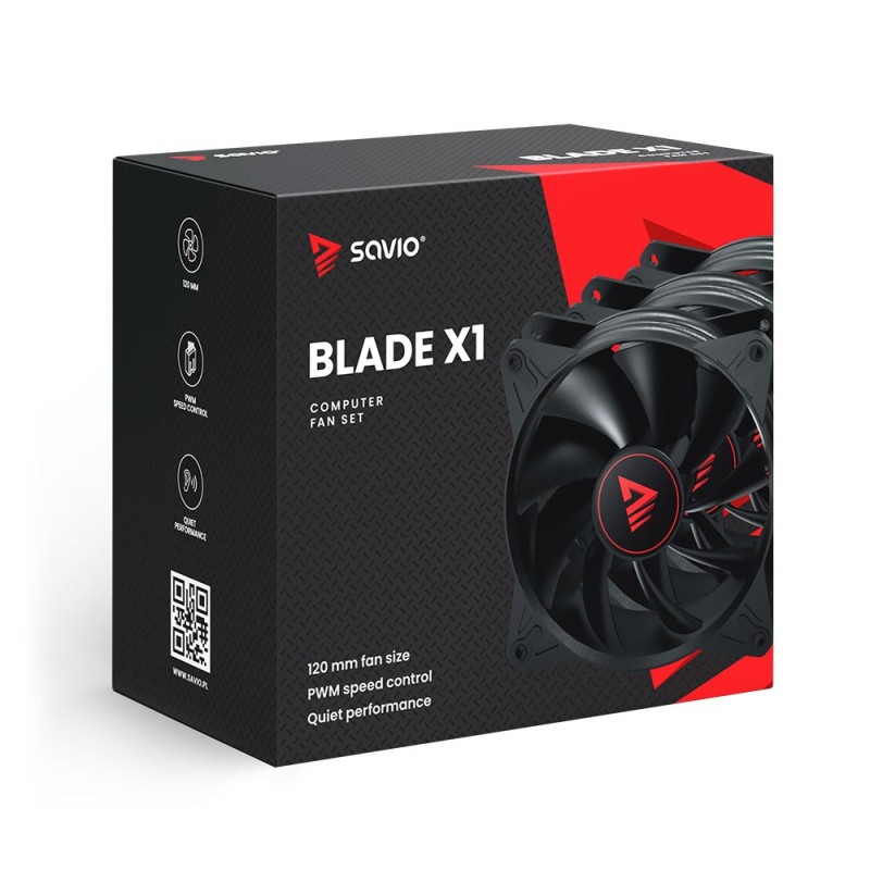 SAVIO Fan Set BLADE X1 SET 3 x 120mm 4-pin PWM black SAVIO Fan Set BLADE X1 SET 3 x 120mm 4-pin PWM black