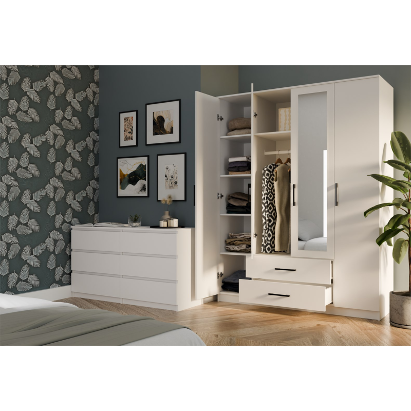 Topeshop ROMANA 160 BIEL bedroom wardrobe/closet 11 shelves 4 door(s) White