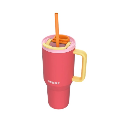Thermal mug with telescopic straw Kambukka Rio Tumbler 950ml Pink Papaya