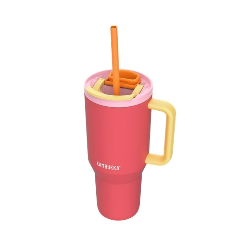Thermal mug with telescopic straw Kambukka Rio Tumbler 950ml Pink Papaya Thermal mug with telescopic straw Kambukka Rio Tumbler 950ml Pink Papaya