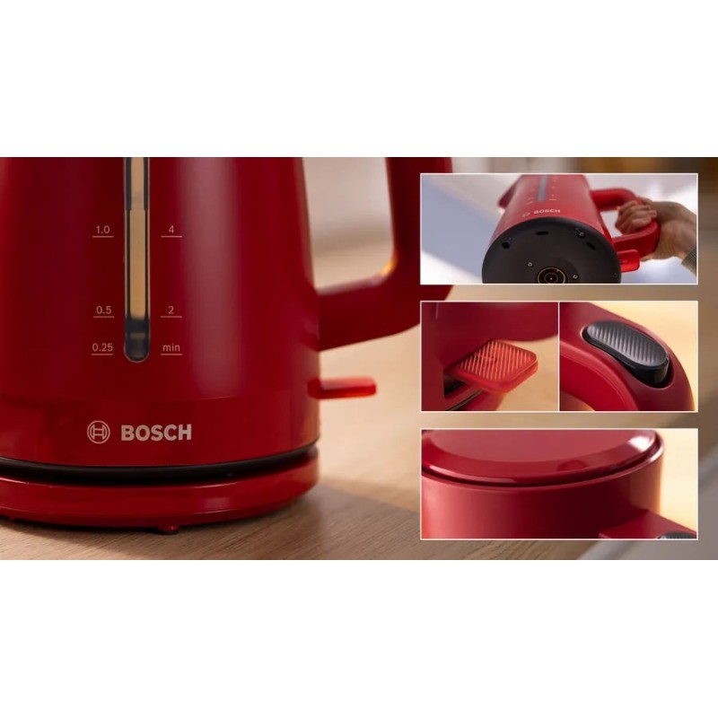 Bosch TWK3M124 electric kettle 1.7 L 2400 W Red Bosch TWK3M124 electric kettle 1.7 L 2400 W Red