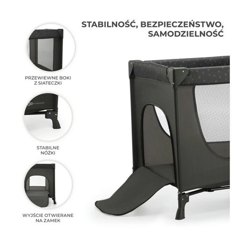 Kinderkraft Łóżeczko turystyczne JOY LIGHT GREY