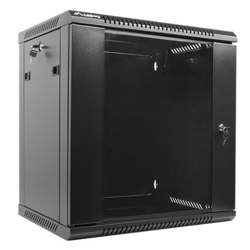 Lanberg wall-mounted installation rack cabinet 19'' 12U 600x450mm black (glass door) Lanberg wall-mounted installation rack cabinet 19'' 12U 600x450mm black (glass door)