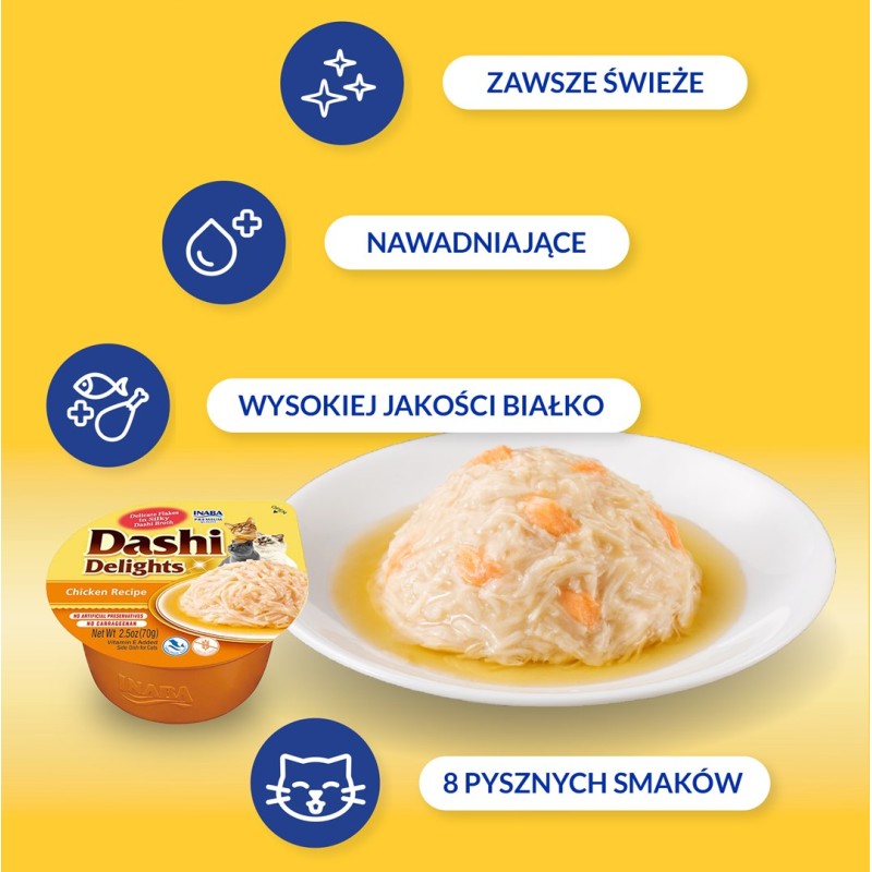 INABA Dashi Delights Chicken in broth - cat treats - 70g INABA Dashi Delights Chicken in broth - cat treats - 70g