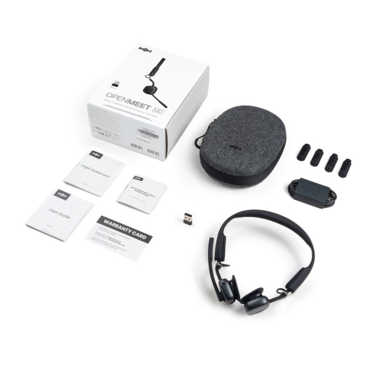 SHOKZ OpenMeet UC Wireless Bluetooth Bone Conduction Videoconferencing Headset with USB-A adapter SHOKZ OpenMeet UC Wireless Bluetooth Bone Conduction Videoconferencing Headset with USB-A adapter