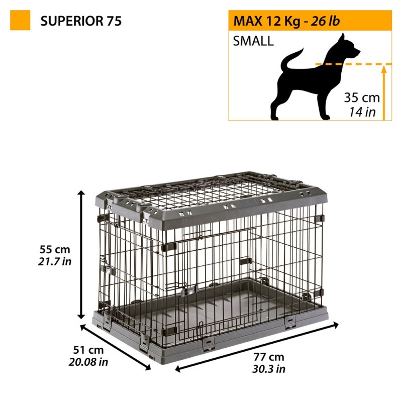 FERPLAST Superior 75 - dog cage - 77 x 51 x 55 cm. FERPLAST Superior 75 - dog cage - 77 x 51 x 55 cm.