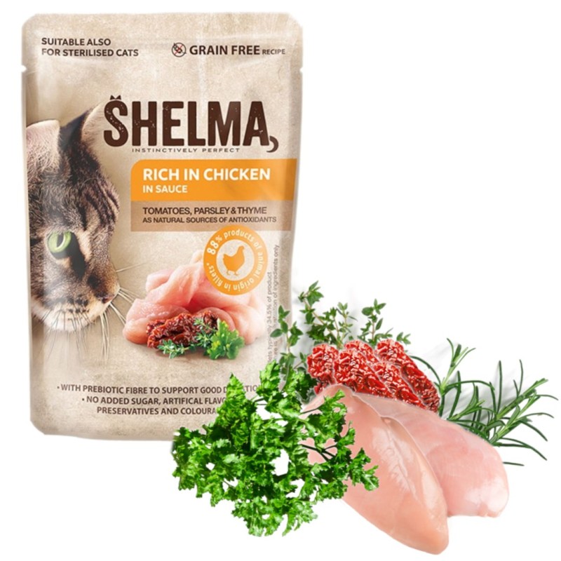 SHELMA Rich in chicken in sauce - wet cat food - 85g SHELMA Rich in chicken in sauce - wet cat food - 85g
