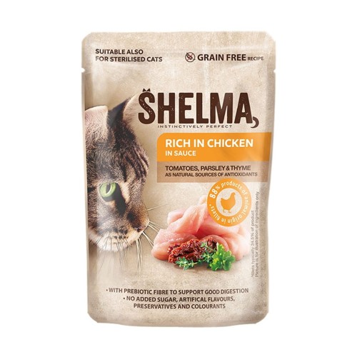 SHELMA Rich in chicken in sauce - wet cat food - 85g SHELMA Rich in chicken in sauce - wet cat food - 85g