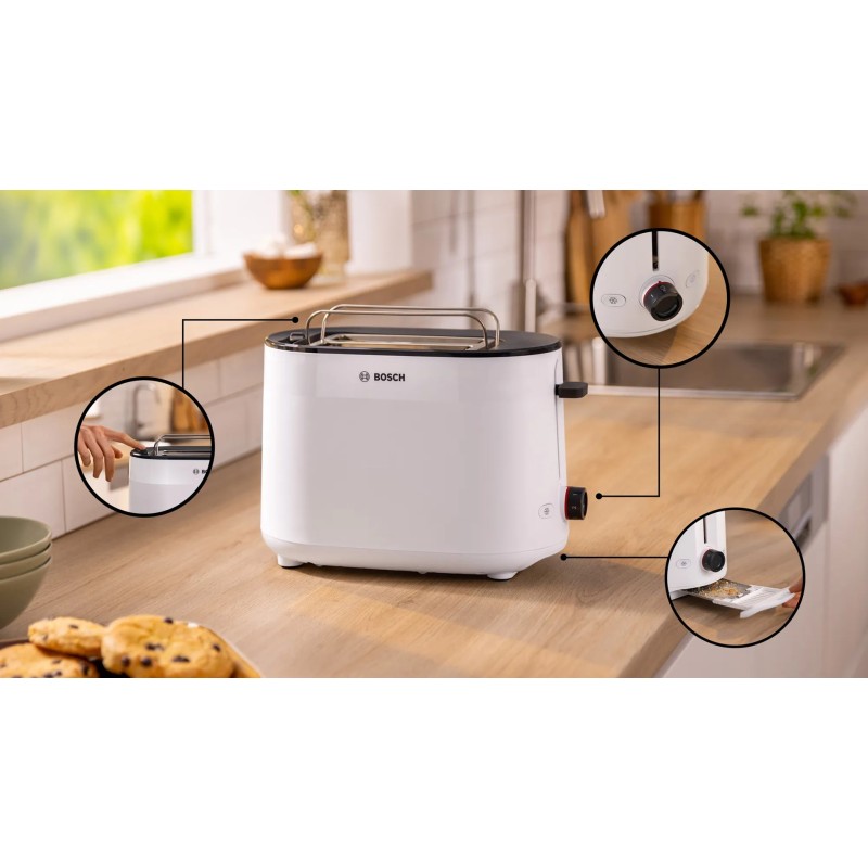 Bosch TAT2M121 toaster 6 2 slice(s) 950 W White Bosch TAT2M121 toaster 6 2 slice(s) 950 W White