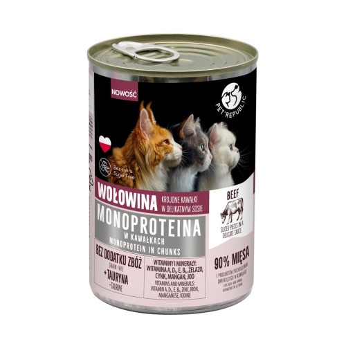 PET REPUBLIC Monoprotein Beef in sauce - wet cat food - 400g PET REPUBLIC Monoprotein Beef in sauce - wet cat food - 400g