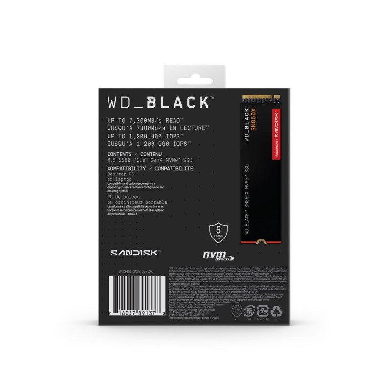 Western Digital Black SN850X 4 TB M.2 PCI Express 4.0 NVMe Western Digital Black SN850X 4 TB M.2 PCI Express 4.0 NVMe