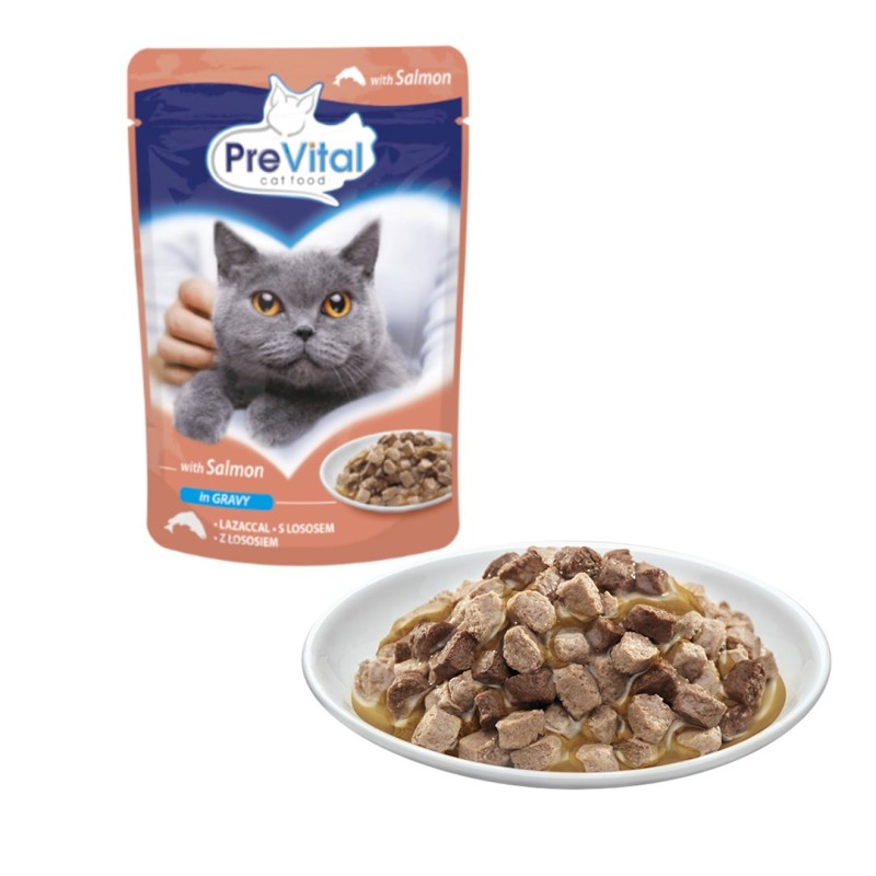 PREVITAL Salmon in gravy - wet cat food - 100g PREVITAL Salmon in gravy - wet cat food - 100g
