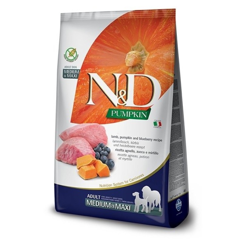 FARMINA N&D GF PUMPKIN LAMB&BLUEBERRY ADULT MEDIUM/ FARMINA N&D GF PUMPKIN LAMB&BLUEBERRY ADULT MEDIUM/
