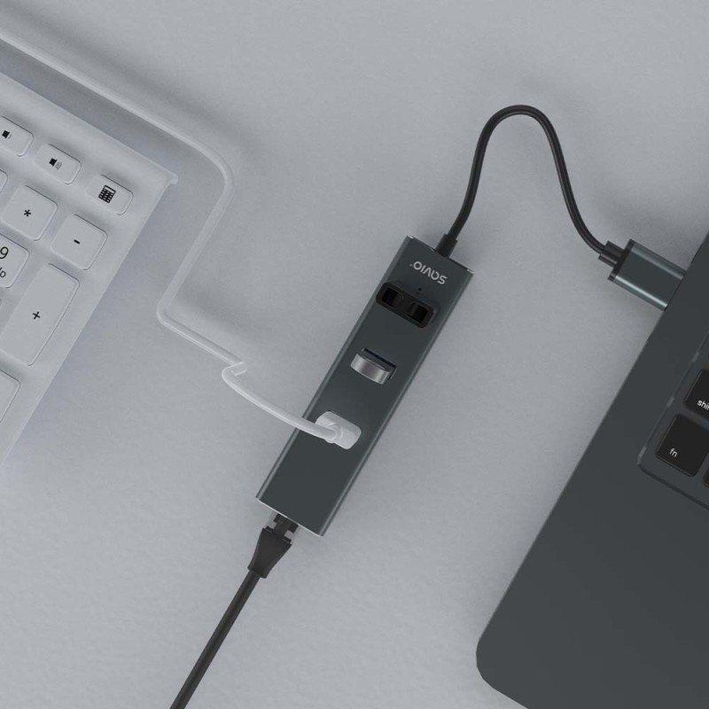 Savio AK-57 USB-A - 3 x USB-A HUB with RJ-45 Gigabit Ethernet adapter 5000 Mbit/s grey USB 3.2 Gen 1 (3.1 Gen 1) Micro-B 5000 Mbit/s Savio AK-57 USB-A - 3 x USB-A HUB with RJ-45 Gigabit Ethernet adapter 5000 Mbit/s grey USB 3.2 Gen 1 (3.1 Gen 1) Micro-B 5000 Mbit/s