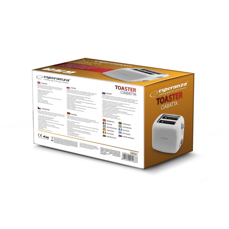 Esperanza EKT002 Caprese 2 slice(s) 600 W White Esperanza EKT002 Caprese 2 slice(s) 600 W White