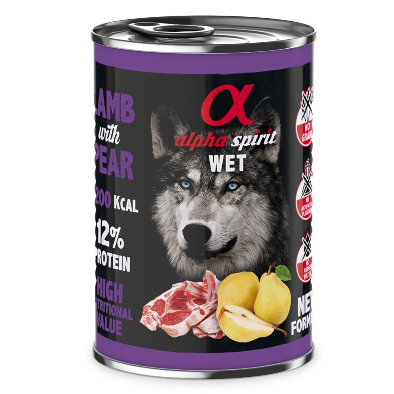 ALPHA SPIRIT WET Lamb with pear - wet dog food - 400g ALPHA SPIRIT WET Lamb with pear - wet dog food - 400g