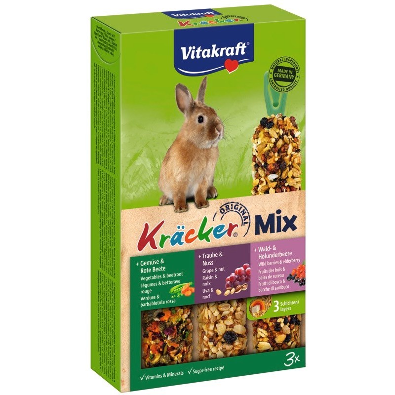 VITAKRAFT KRACKER forest fruits/walnuts/vegetables - treats for rabbits - 3 pieces