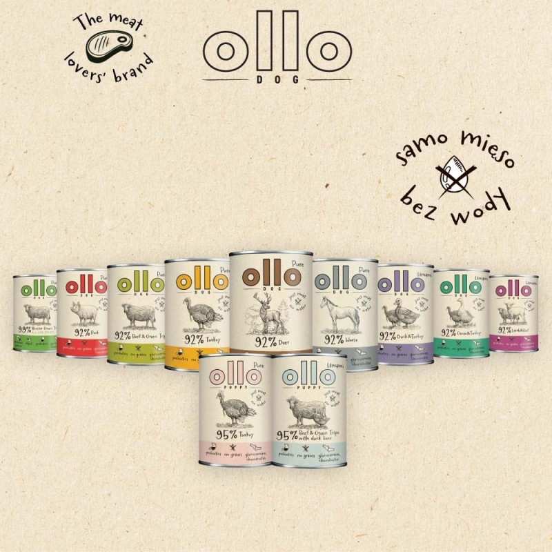 OLLO Puppy Umami Beef and Green Tripe with Duck Liver - wet dog food - 400g OLLO Puppy Umami Beef and Green Tripe with Duck Liver - wet dog food - 400g