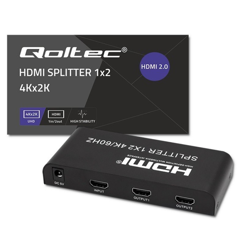 Qoltec 51797 Active HDMI Splitter 2 x HDMI 4K x 2K | 6Gb/s | 60Hz Qoltec 51797 Active HDMI Splitter 2 x HDMI 4K x 2K | 6Gb/s | 60Hz