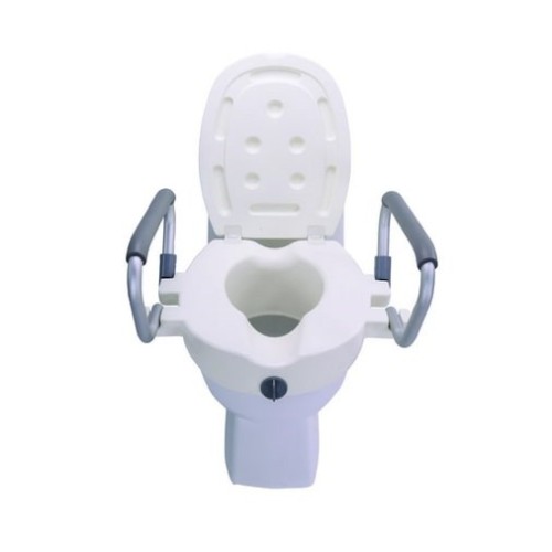 Raising toilet seat with foldable handrails AT51205