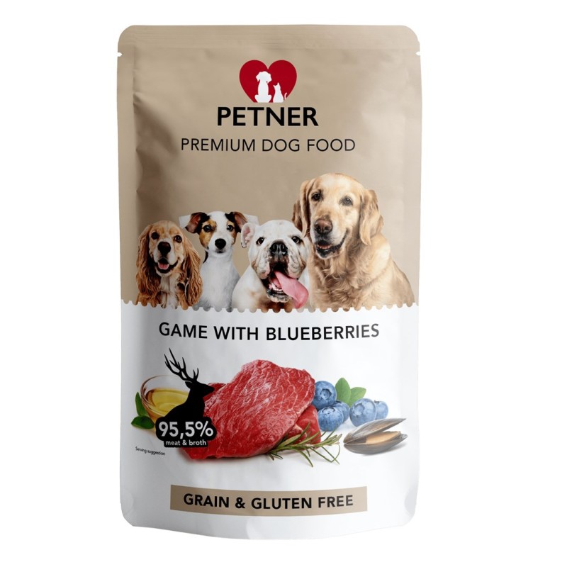 PETNER Venison with blueberries - wet dog food - 500g