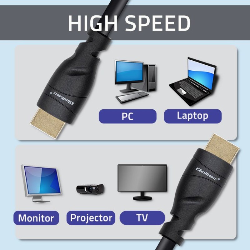 Qoltec 50353 HDMI v2.1 Cable Ultra high speed 8K | 60Hz | 26AWG | GOLD | 5m Qoltec 50353 HDMI v2.1 Cable Ultra high speed 8K | 60Hz | 26AWG | GOLD | 5m