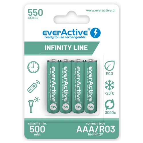 Rechargeable batteries everActive Ni-MH R03 AAA 550 mAh Infinity Line Rechargeable batteries everActive Ni-MH R03 AAA 550 mAh Infinity Line