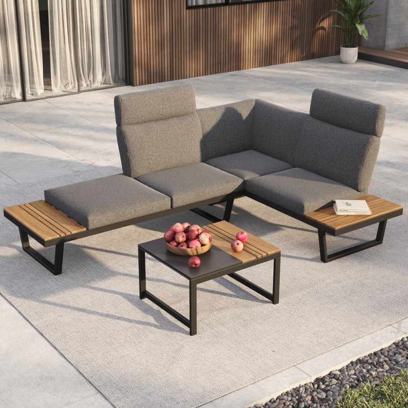 Corner garden lounge set or 2 sofas + table NUVIO grey Corner garden lounge set or 2 sofas + table NUVIO grey