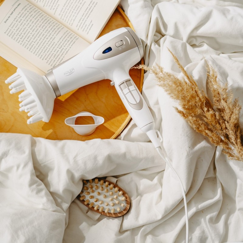 ADLER AD 2248WC HAIR DRYER, WHITE AND CHAMPAGNE