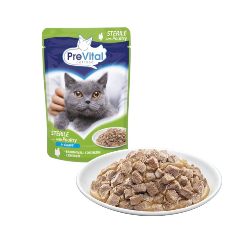 PREVITAL Cat Food Sterile Poultry in Sauce - Wet Cat Food - Pouch 100 g PREVITAL Cat Food Sterile Poultry in Sauce - Wet Cat Food - Pouch 100 g
