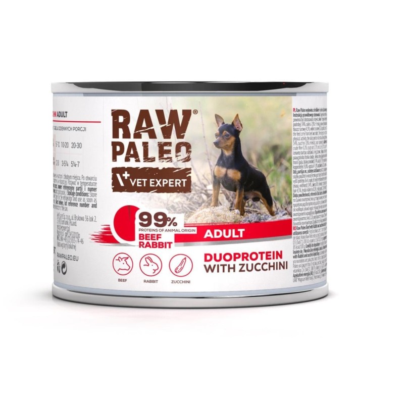 RAW PALEO Duoprotein Beef & Rabbit Adult - wet dog food - 200g