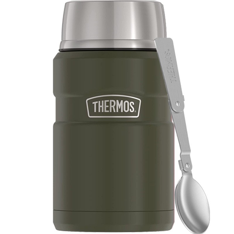 Termos na jedzenie 710 ml z składaną łyżką i kubkiem THERMOS - zieleń wojskowa Termos na jedzenie 710 ml z składaną łyżką i kubkiem THERMOS - zieleń wojskowa