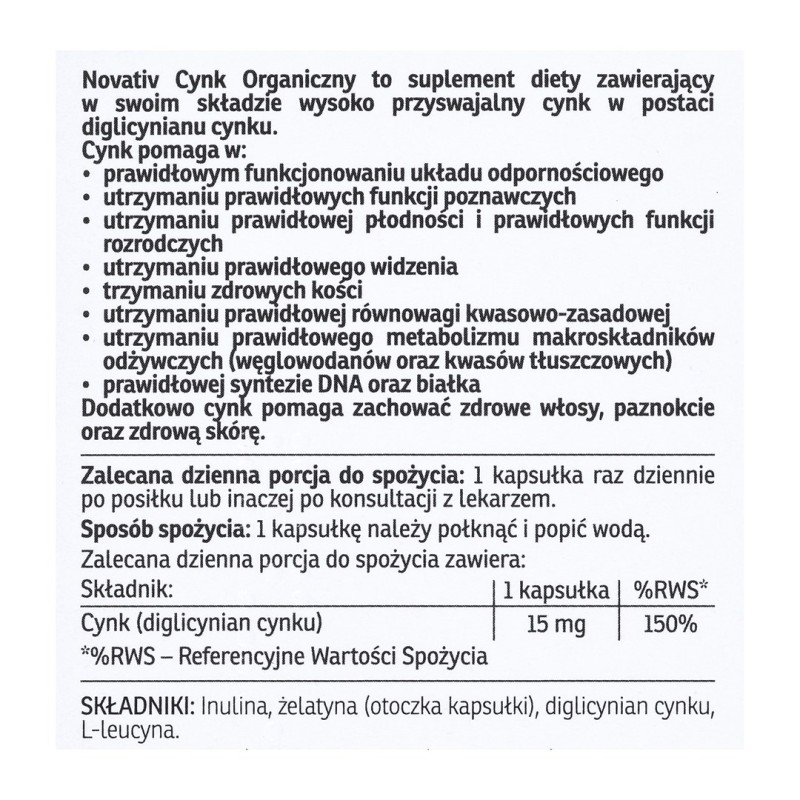 Novativ Organic Zinc 60 capsules Novativ Organic Zinc 60 capsules