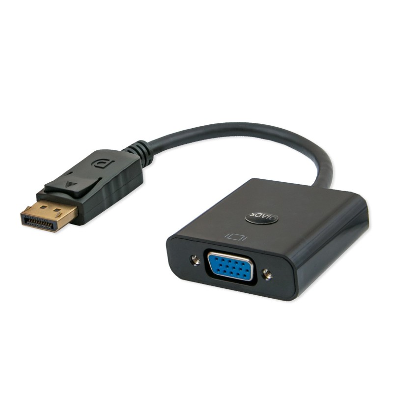 Savio CL-90 video cable adapter 0.2 m DisplayPort VGA (D-Sub) Black