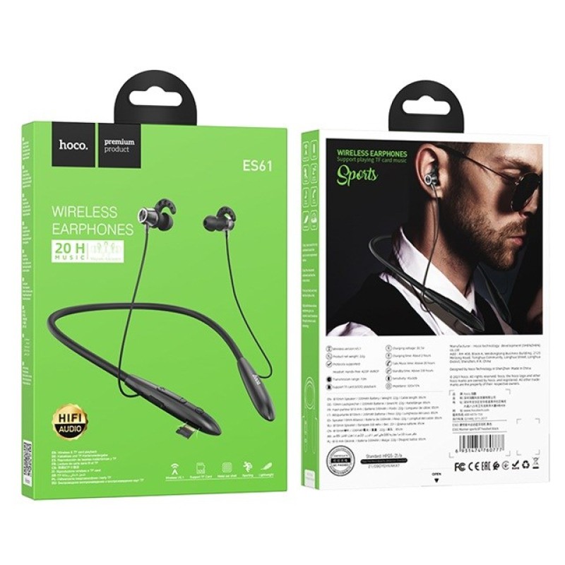 Hoco ES61 Manner Sports Headset Wireless In-Ear Calls/Music Bluetooth Black Hoco ES61 Manner Sports Headset Wireless In-Ear Calls/Music Bluetooth Black