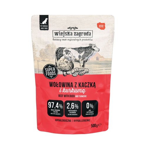 WIEJSKA ZAGRODA Beef with duck - wet dog food - 500g WIEJSKA ZAGRODA Beef with duck - wet dog food - 500g